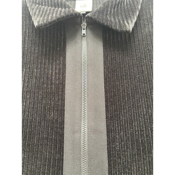 NWOT Cabi Black Bomber Jacket Size L Zip Front Wide Wale Corduroy - Picture 6 of 7